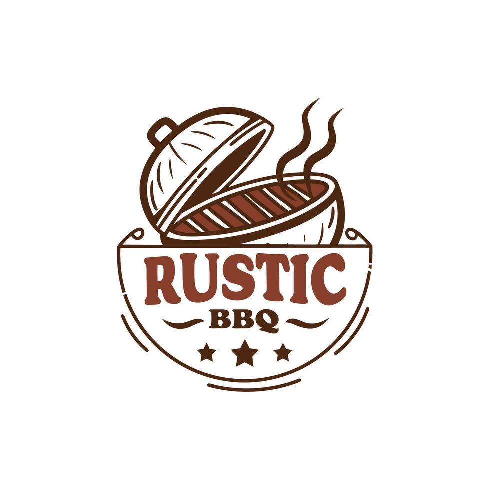 rustic bbq logo design vector