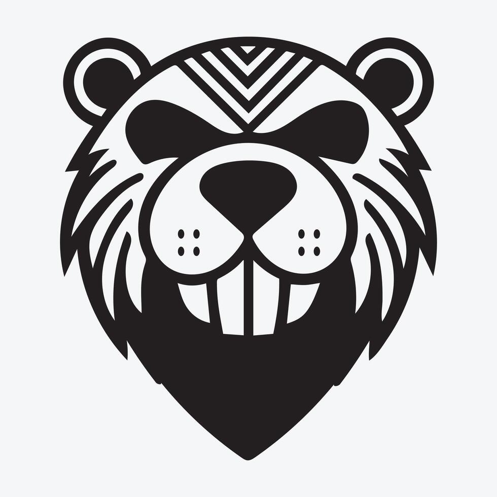 Minimalist Beaver head Design vector