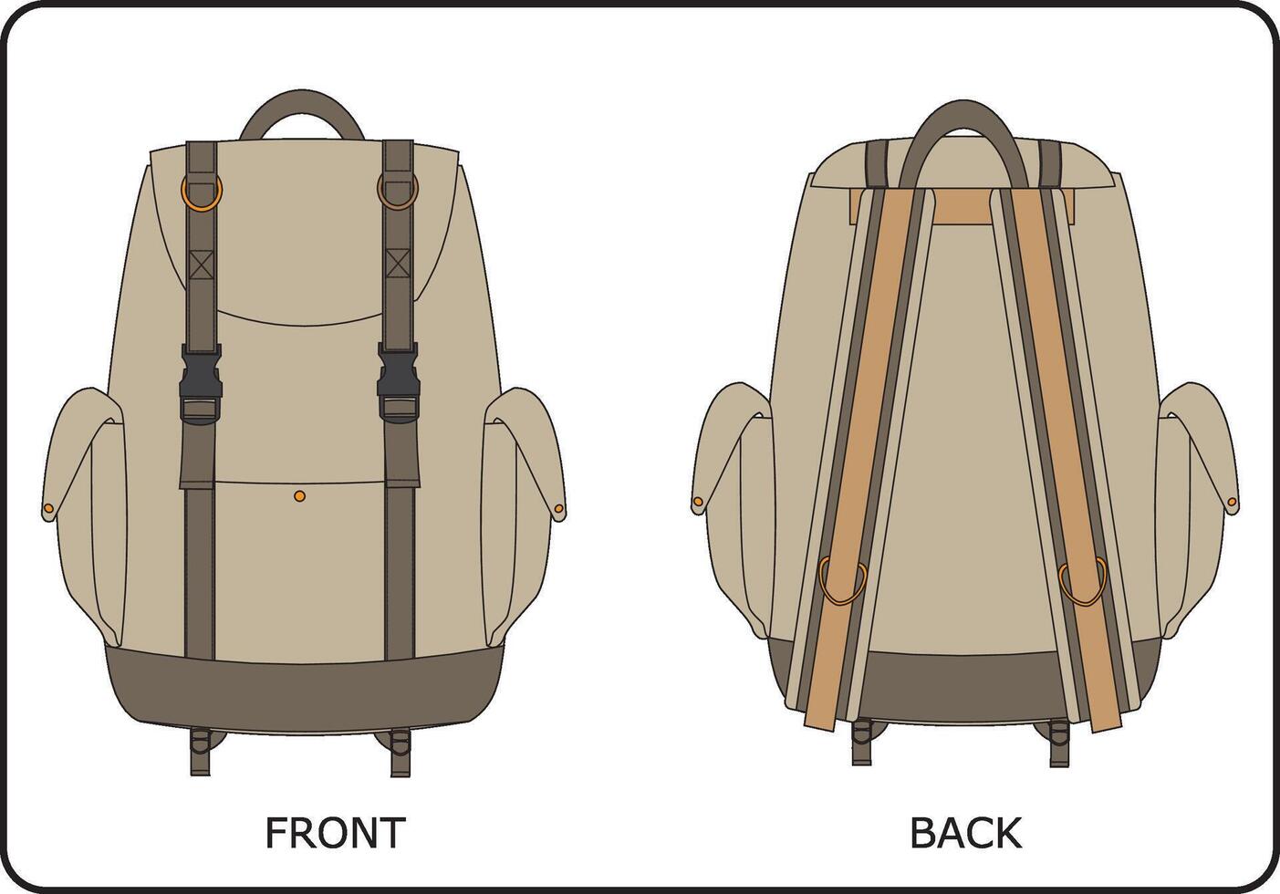 Rucksack Bag Design Front and Back vector