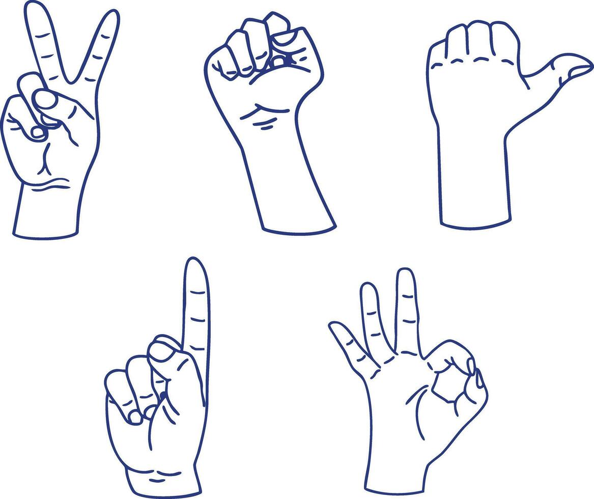 Hands Gesture Outline Set vector