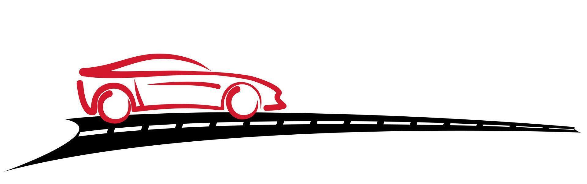 A car logo with the asphalt road. vector
