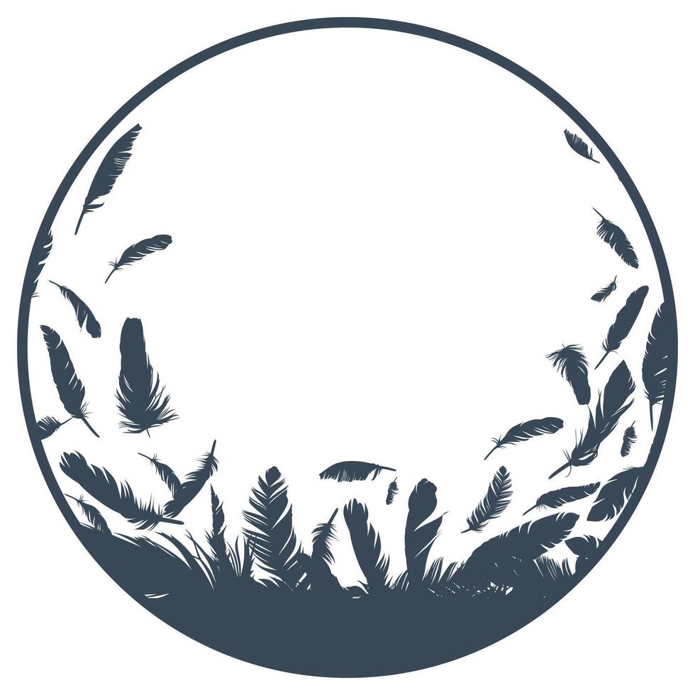 Background with a flying bird feathers. vector