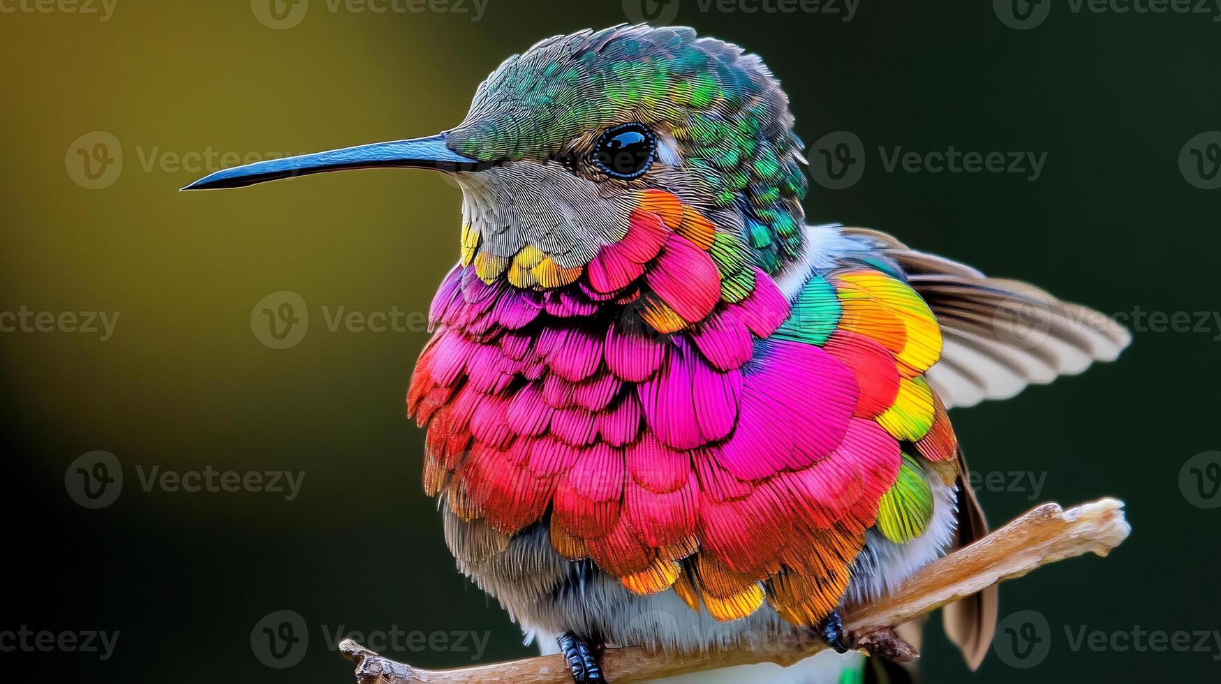 Hummingbird Trochilidae family Trochilidae perched a twig with iridescent feathers vibrant colors shimmering in light symbolizing tropical pollinators and ecological importance photo