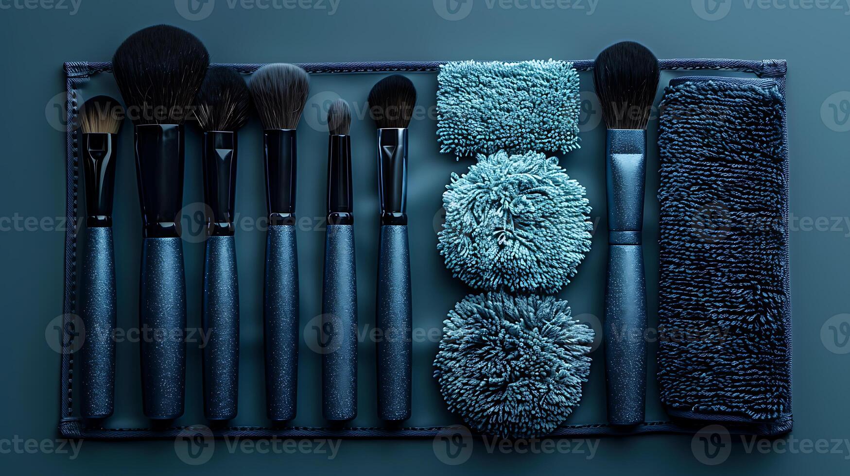 Makeup brush cleaning pad mockup arranged neatly product presentation photo