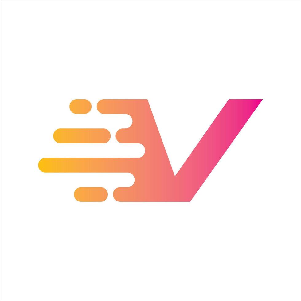 letter V speed moving logo icon design template. vector