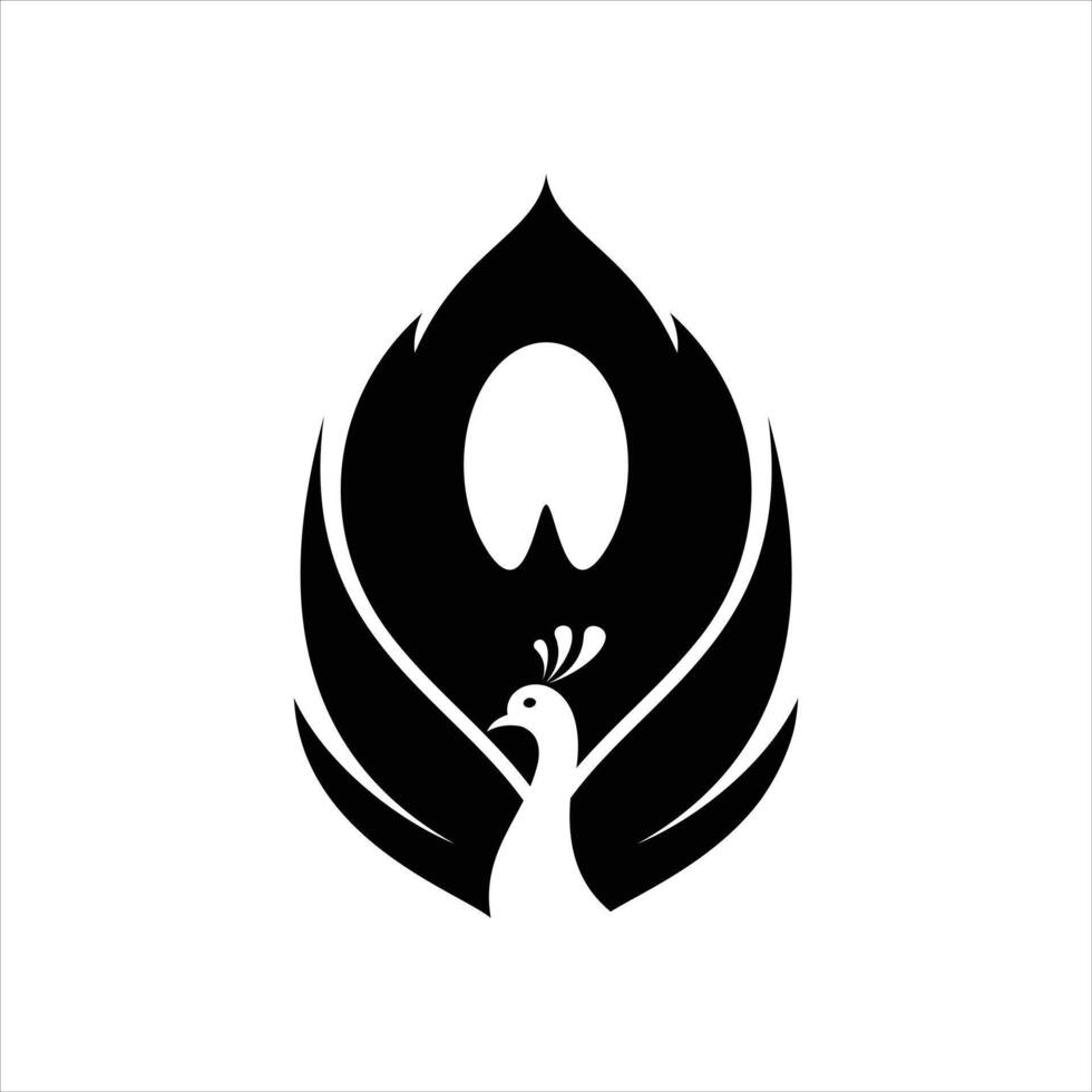 Simple Peacock logo design template on white background. vector