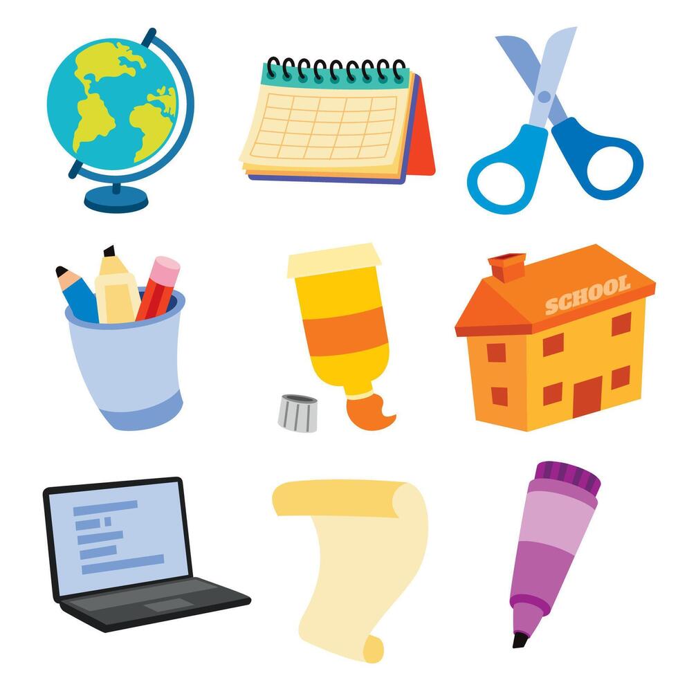 Various School Equipments vector