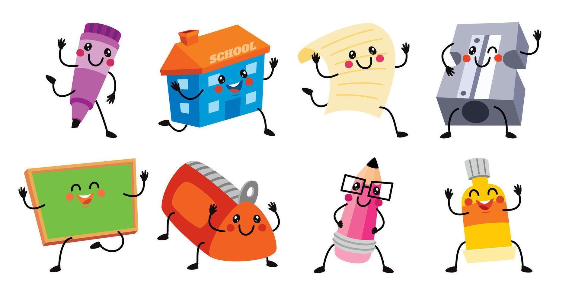 Stationery Characters Clipart vector