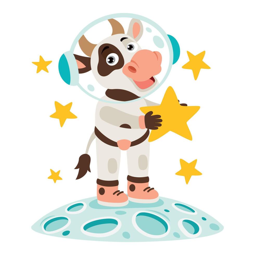 Cute Cow At Space vector