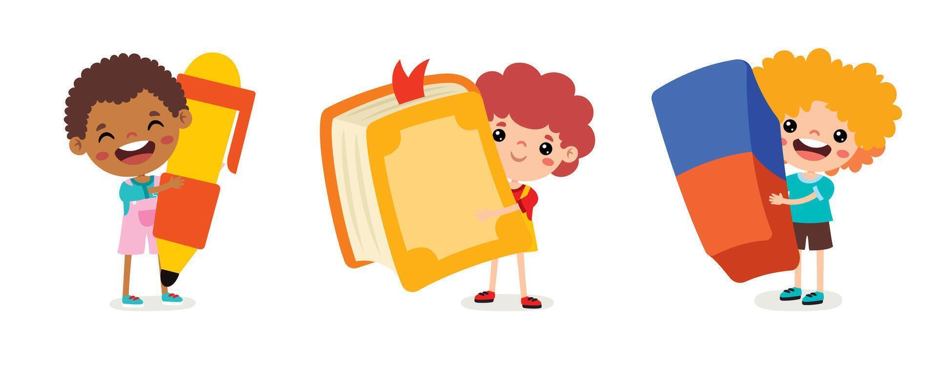 Children Holding School Equipments vector