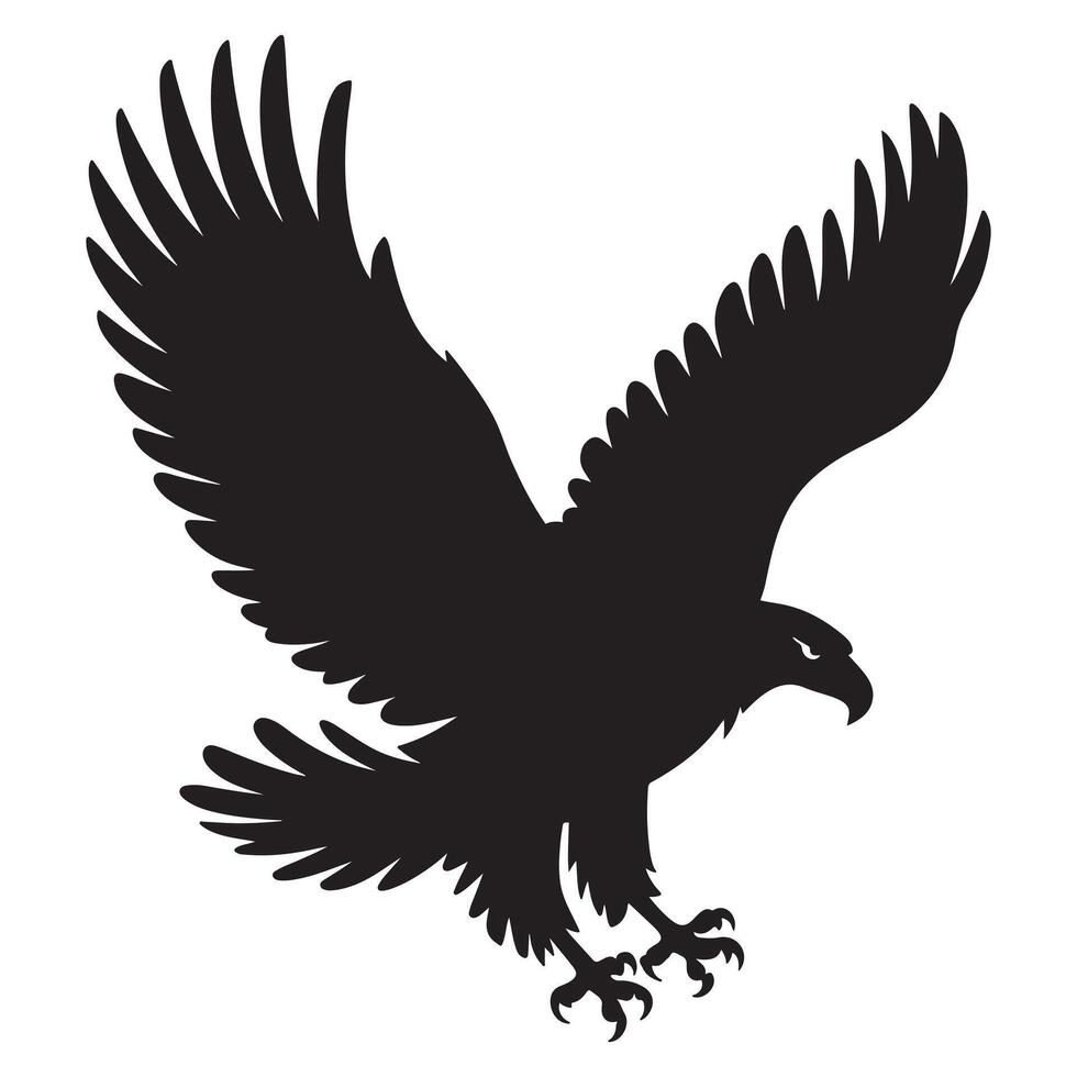 Powerful Eagle Silhouette in Flight vector