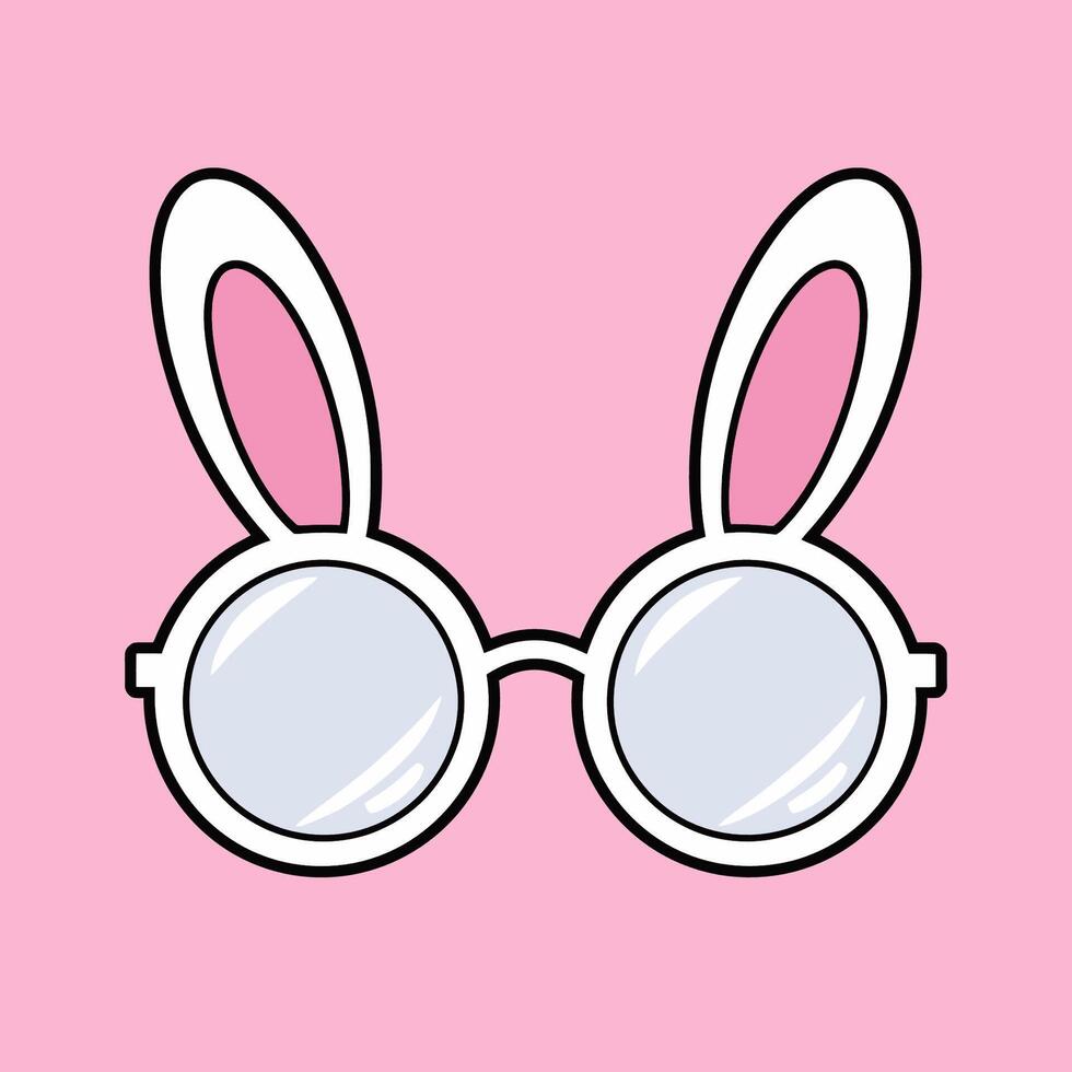 Bunny Glasses on Pink Background vector