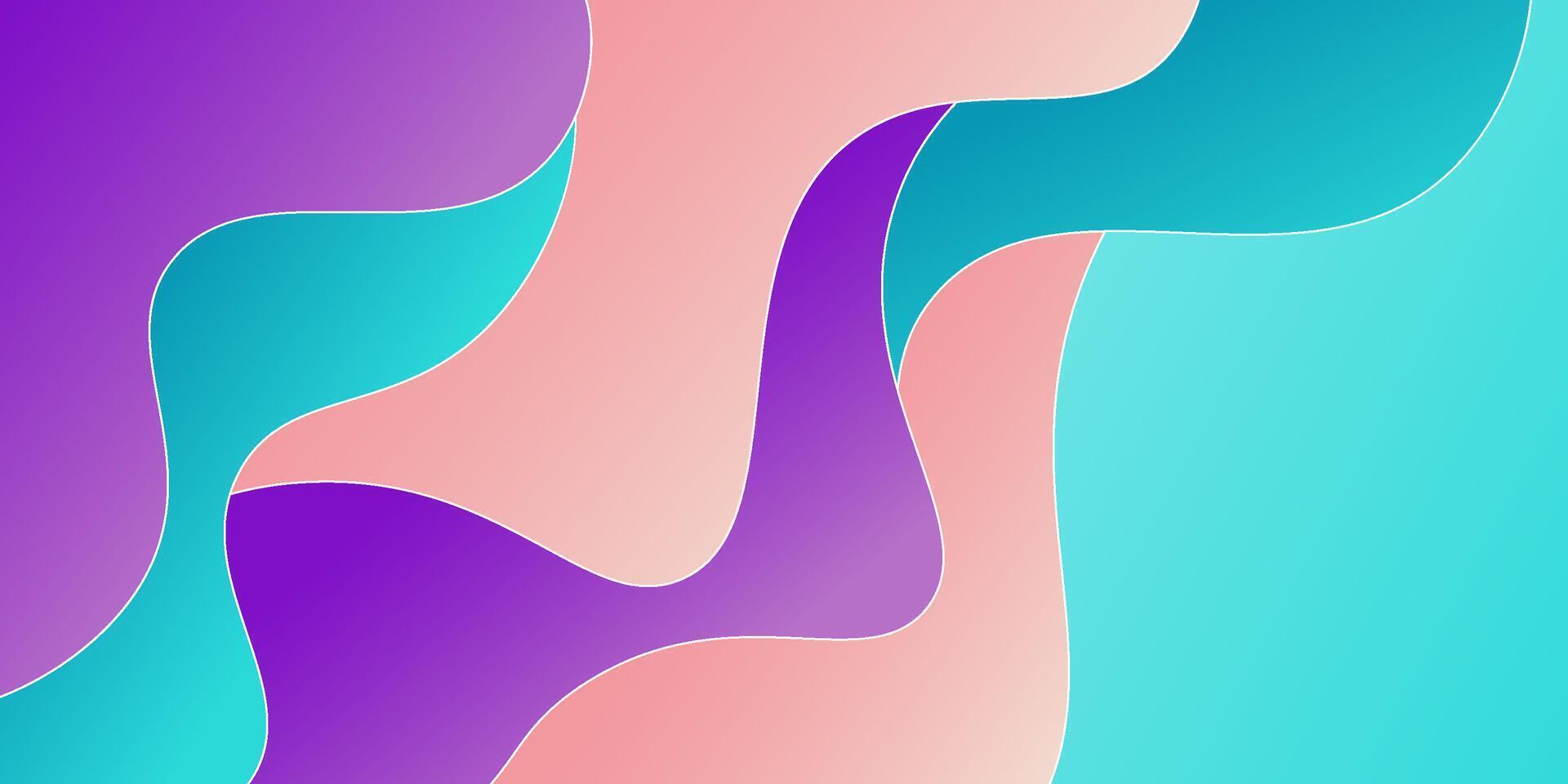 Soft turquoise and purple waves. Abstract paper cut. Abstract colorful waves. Wavy banner. Colorful geometric design. Wavy paper cut. Eps10 vector