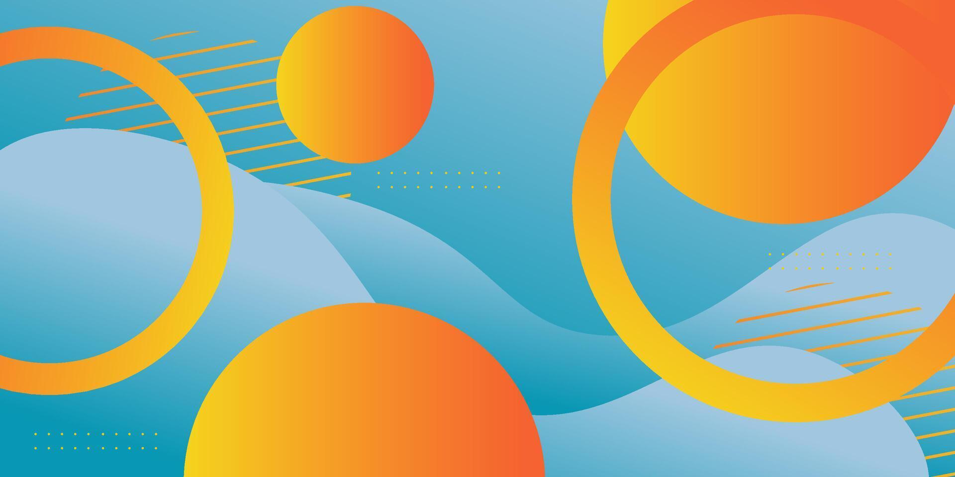 Modern premium cool color wavy abstract background with soft turquoise color in the background with wave pattern and orange circles. eps10 vector