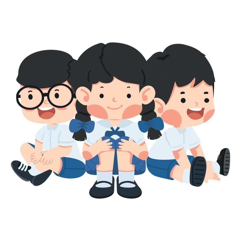 Group of children sitting on the floor vector