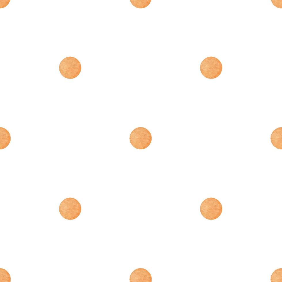 Orange polka dots. Hand drawn watercolor seamless surface pattern design with Geometric spotted print. Background for textile, wallpaper, scrapbooking, bedding, pajamas. vector
