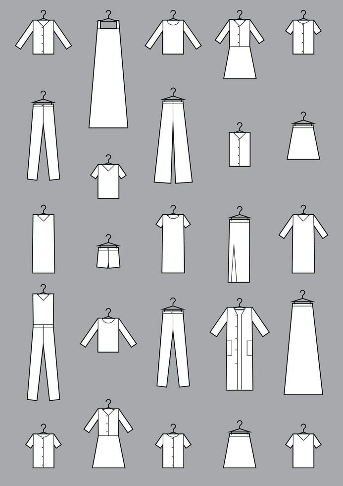 Clothing icons on gray background vector