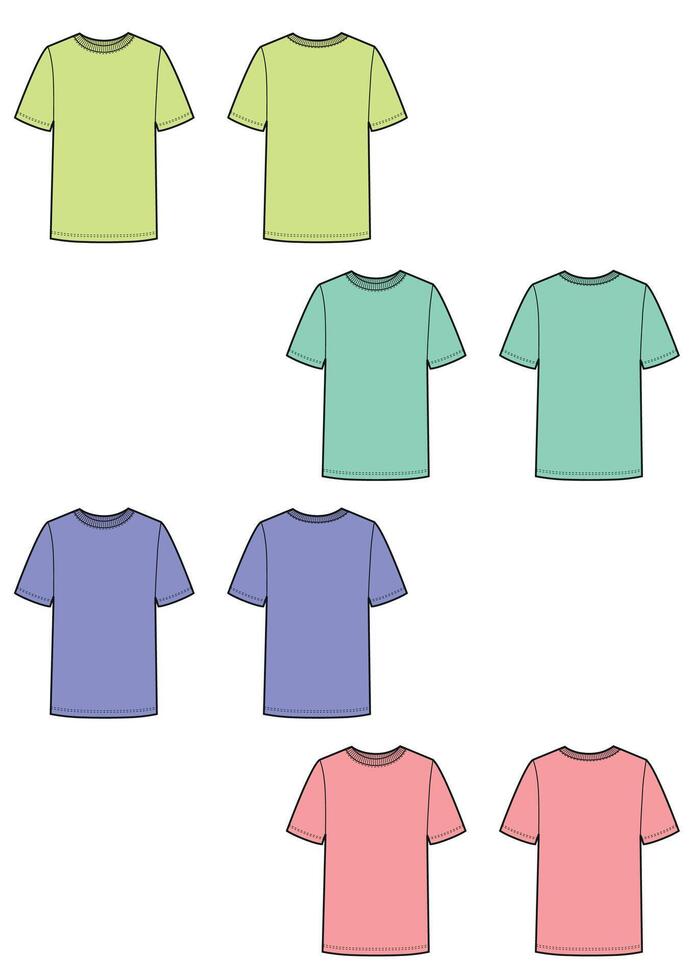 Set of templates of men's t-shirt. Front and back views vector