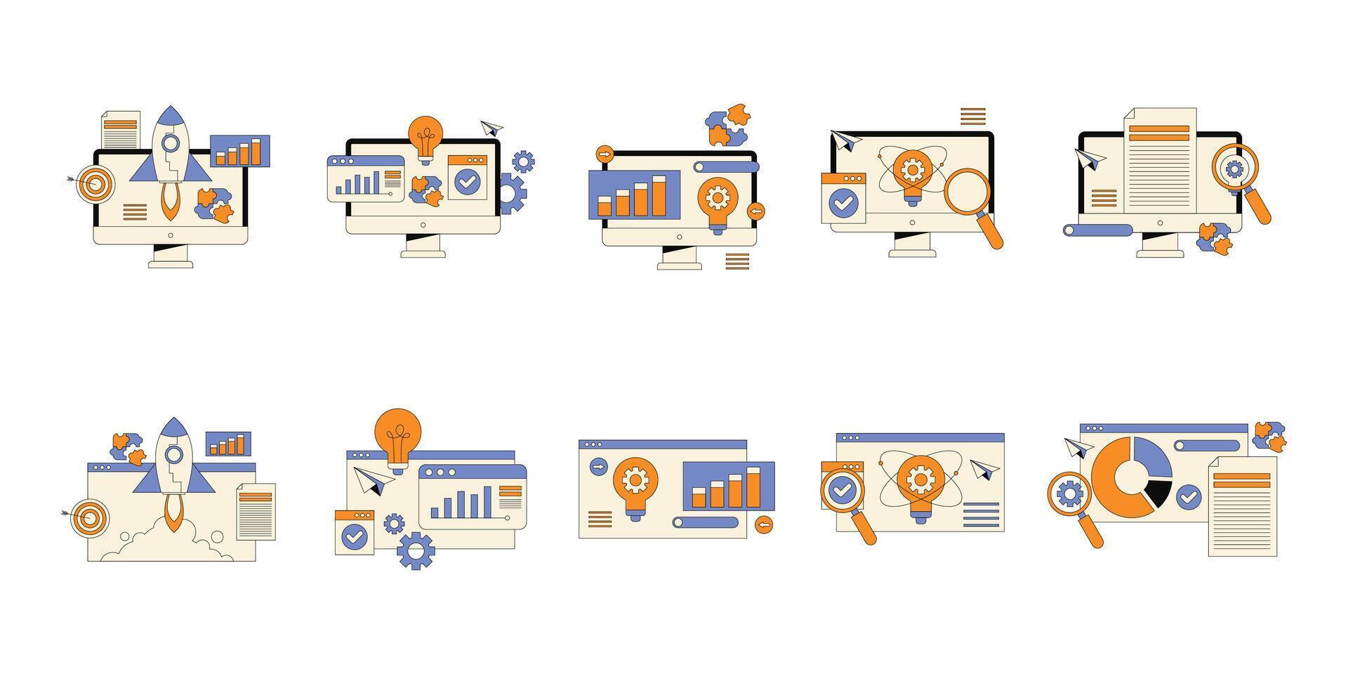 Business Solution Set Illustration vector