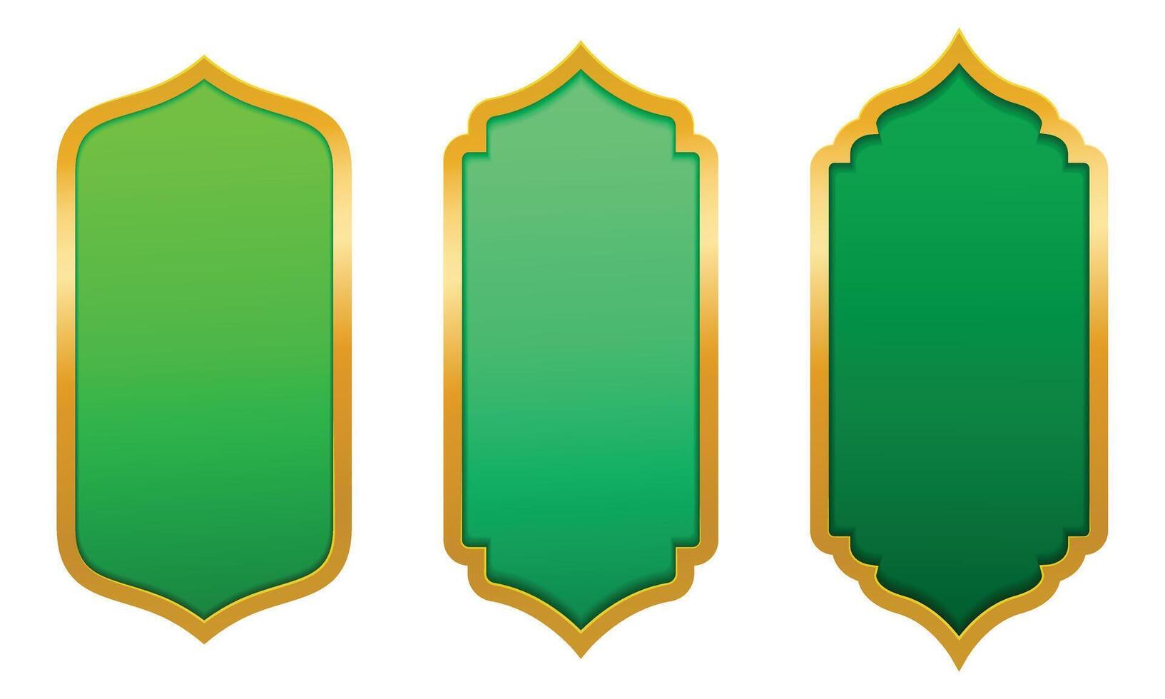 Collection of luxury green gold Islamic banners vector