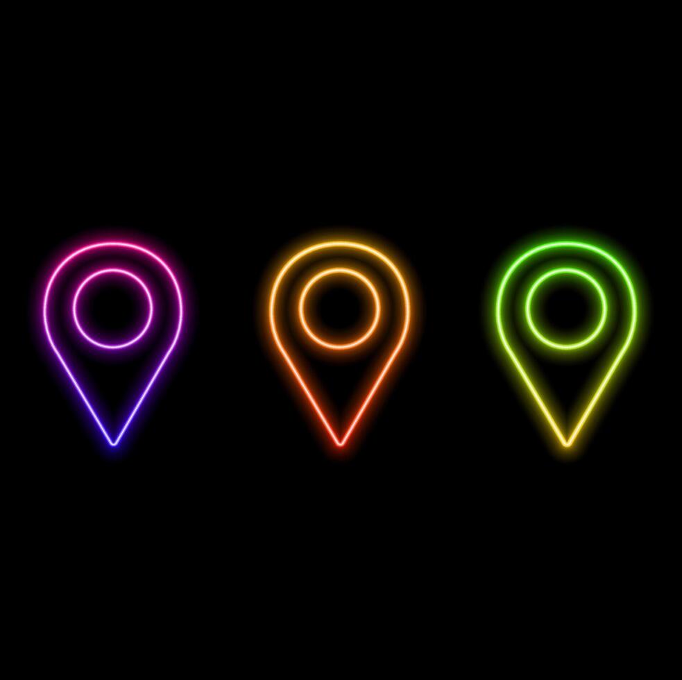 Point. Maps pin in neon light effect. Location. illustration design.. vector