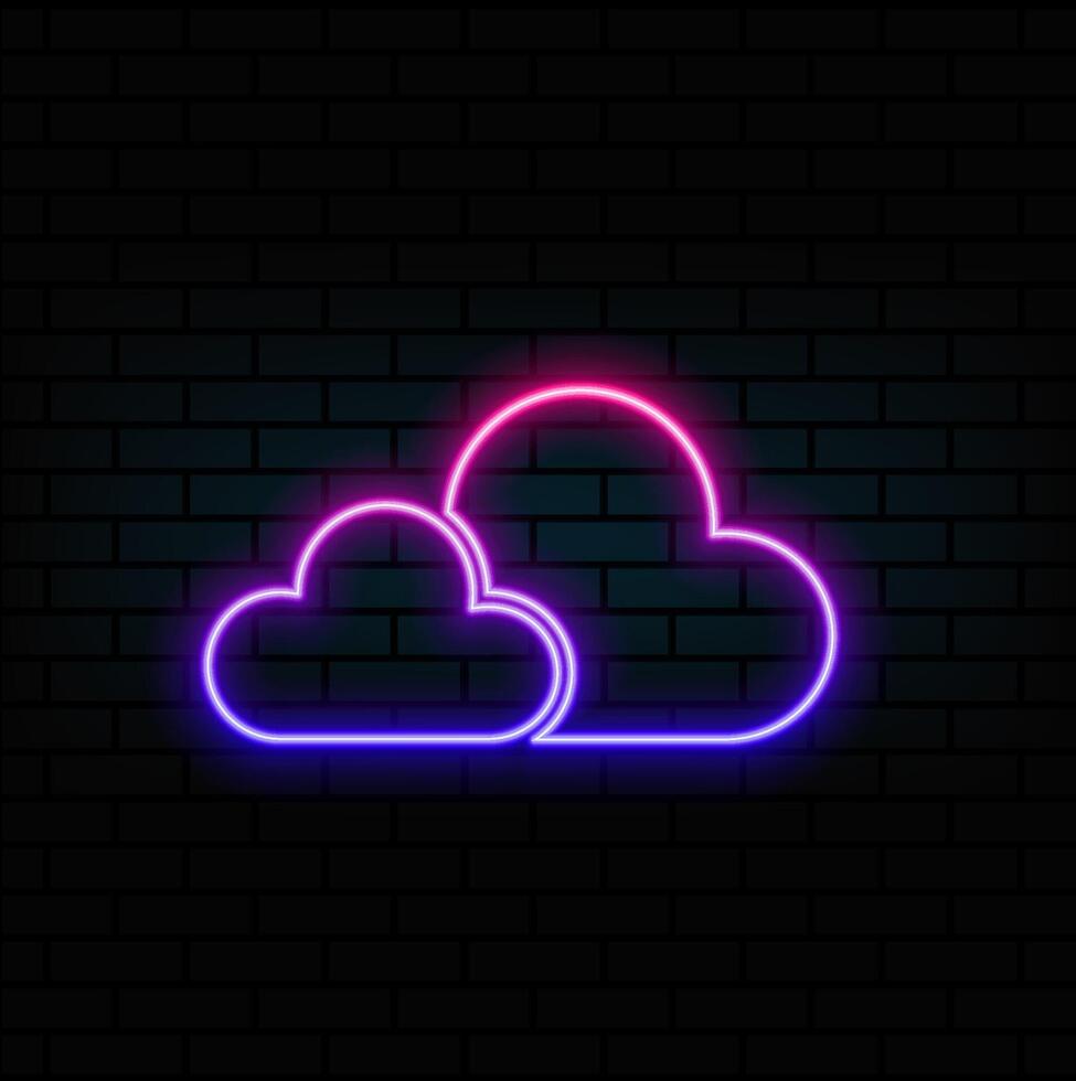 3D renders neon cloud light sign illustration on the wall vector