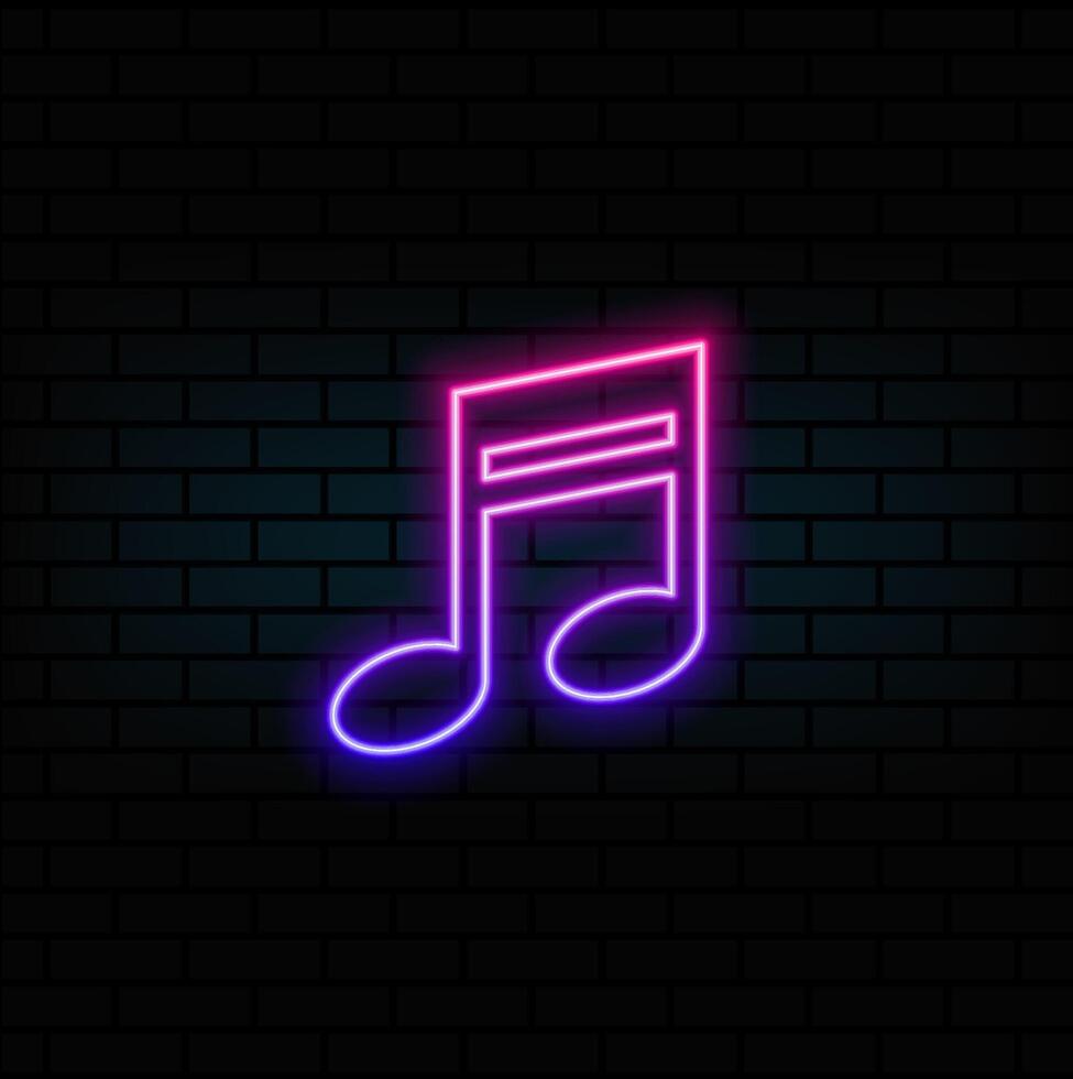 3D rendering UI music note icon with neon light isolated on black background vector