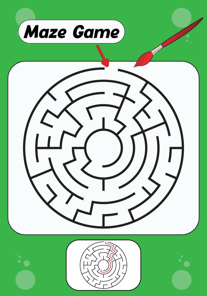 un laberinto juego con un verde antecedentes y un rojo flecha señalando a el laberinto vector