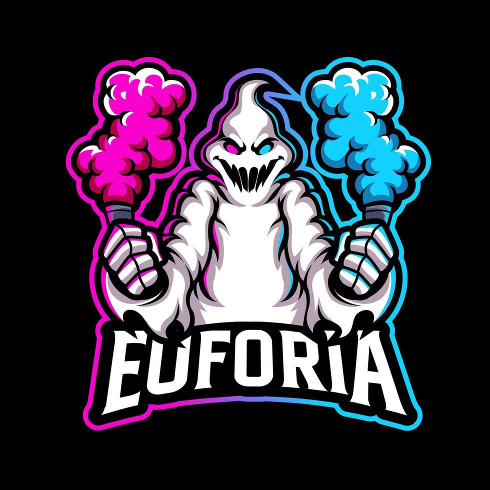 Ghostly Master of Smoke and Deception, mascot logo vector