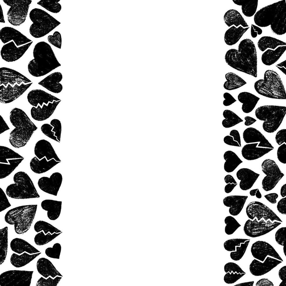 Broken and whole hearts pattern with chalk texture on blackboard vector