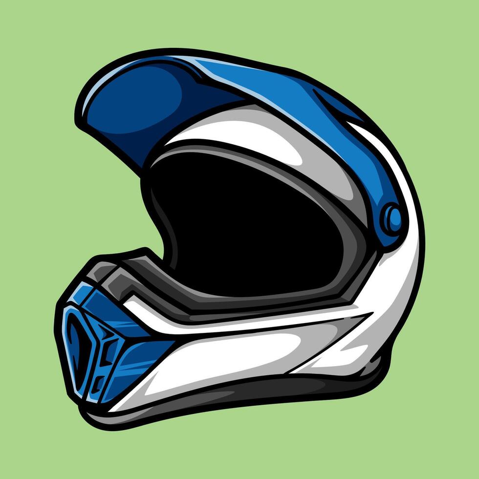 dirt bike motocross helmet isolated colored drawing line art style sketch classic vintage design illustration vector