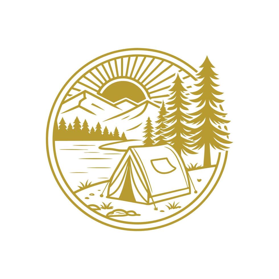 Camping T shirt Design yellow color vector