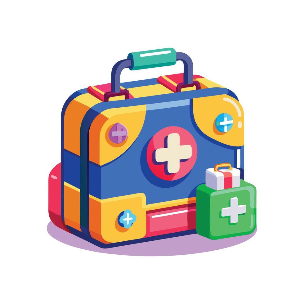 Camping First Aid Kit white background vector