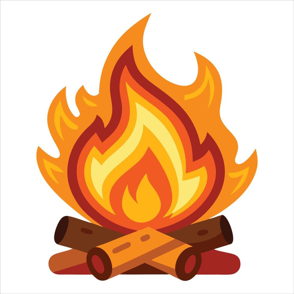 Camping fire white background vector