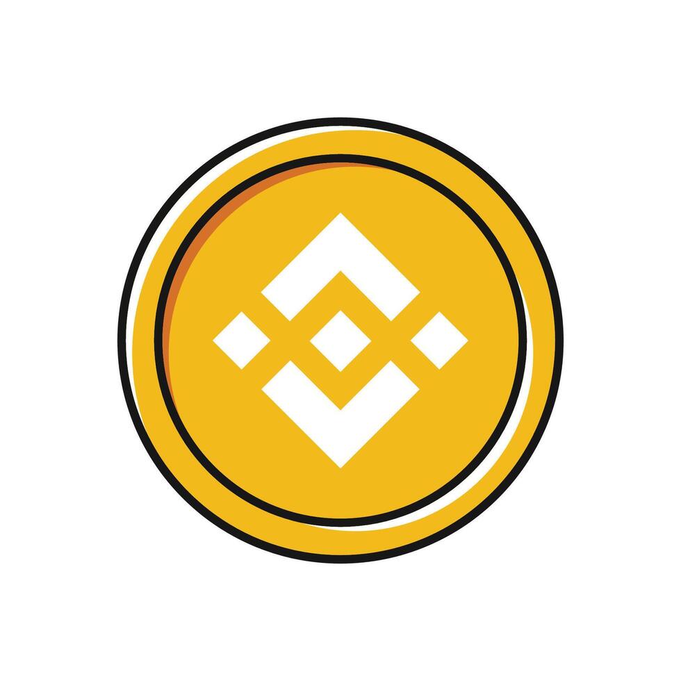 Simple Yellow Binance BNB coin illustration with flat color design vector