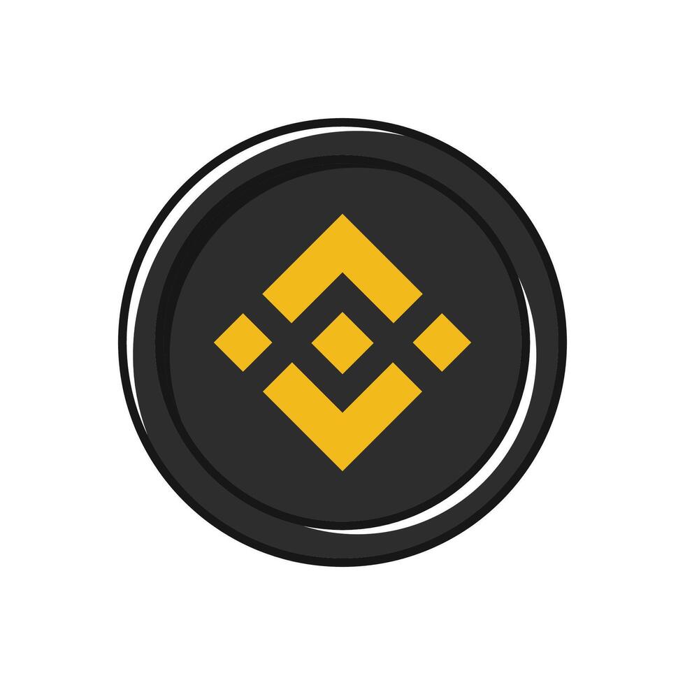 Simple Black Binance BNB coin illustration with flat color design vector
