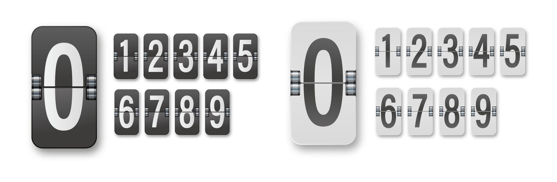 Mechanical timetable scoreboard information board display numbers. . vector