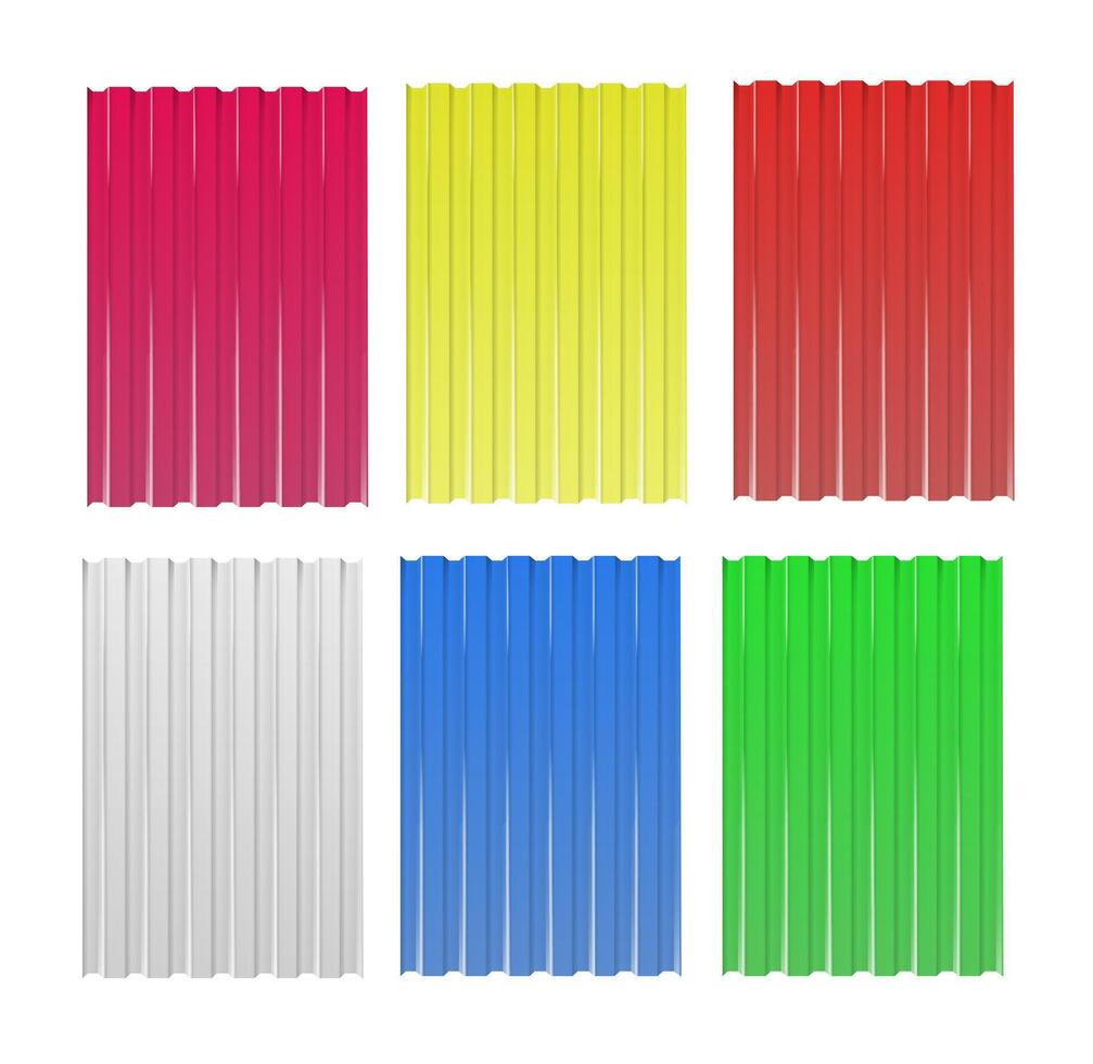 Galvanized iron for fences, walls, roofs. House remodel corrugated metal roof siding, profiled sheeting. vector
