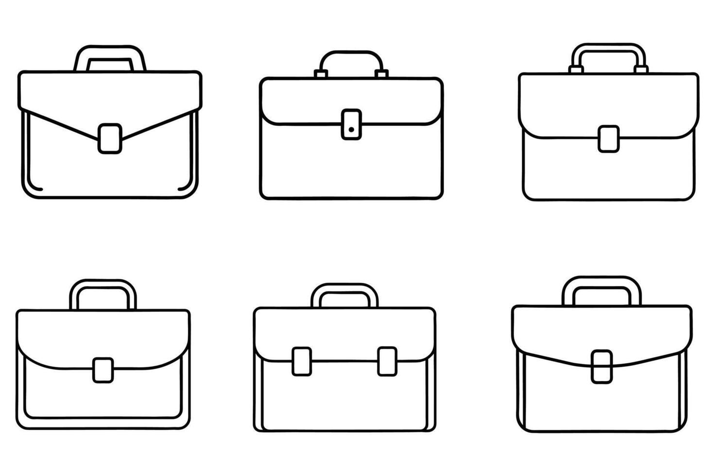 Six Simple Line Art Briefcases for Design and Print vector