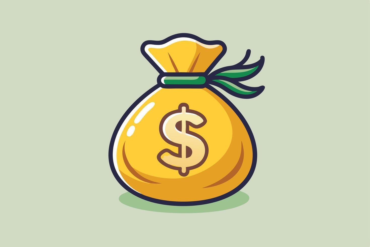 Cartoon Illustration of a Money Bag Representing Wealth vector