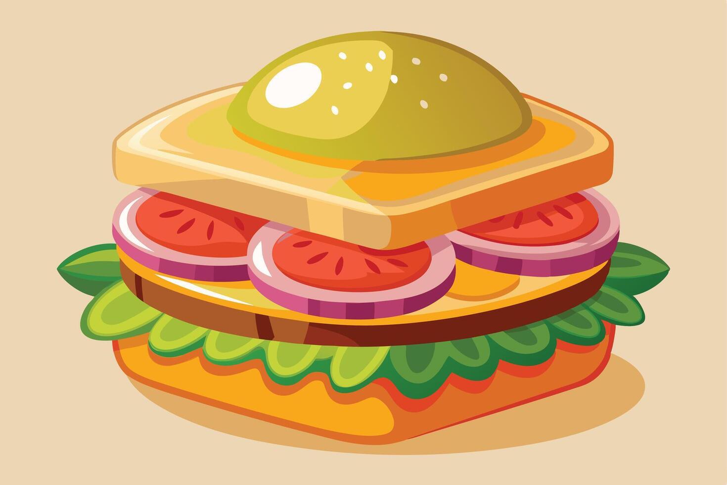 illustration of a delicious, healthy sandwich. vector