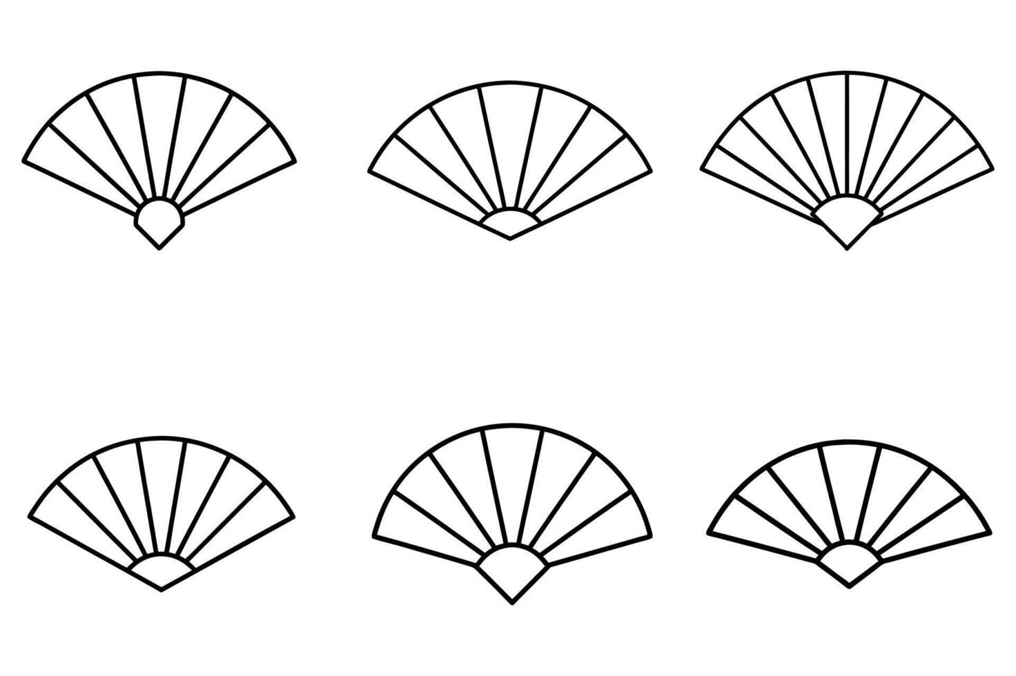 Simple black line art of traditional Asian fans. vector