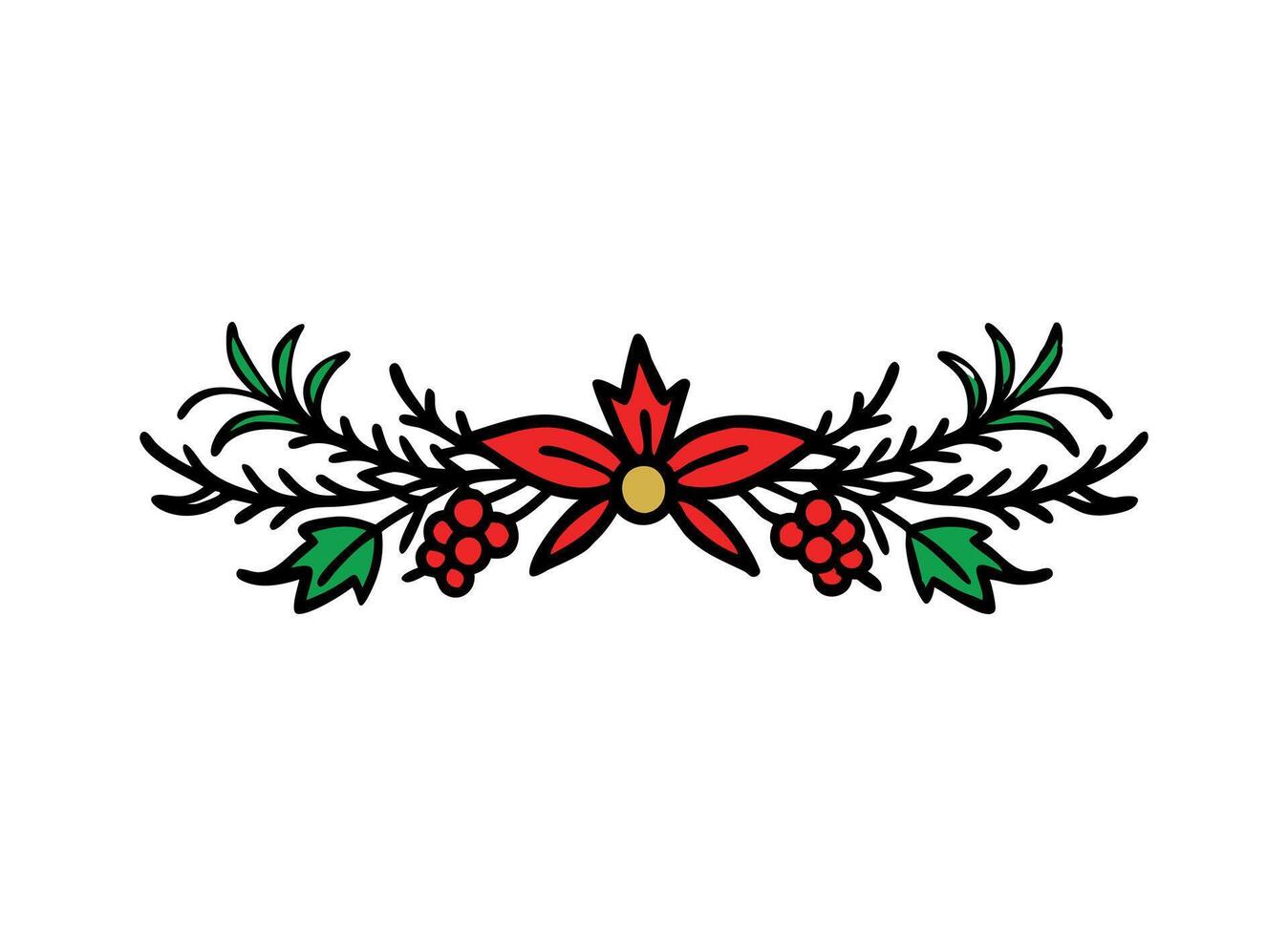 Christmas Floral Border with Poinsettia and Holly Design vector