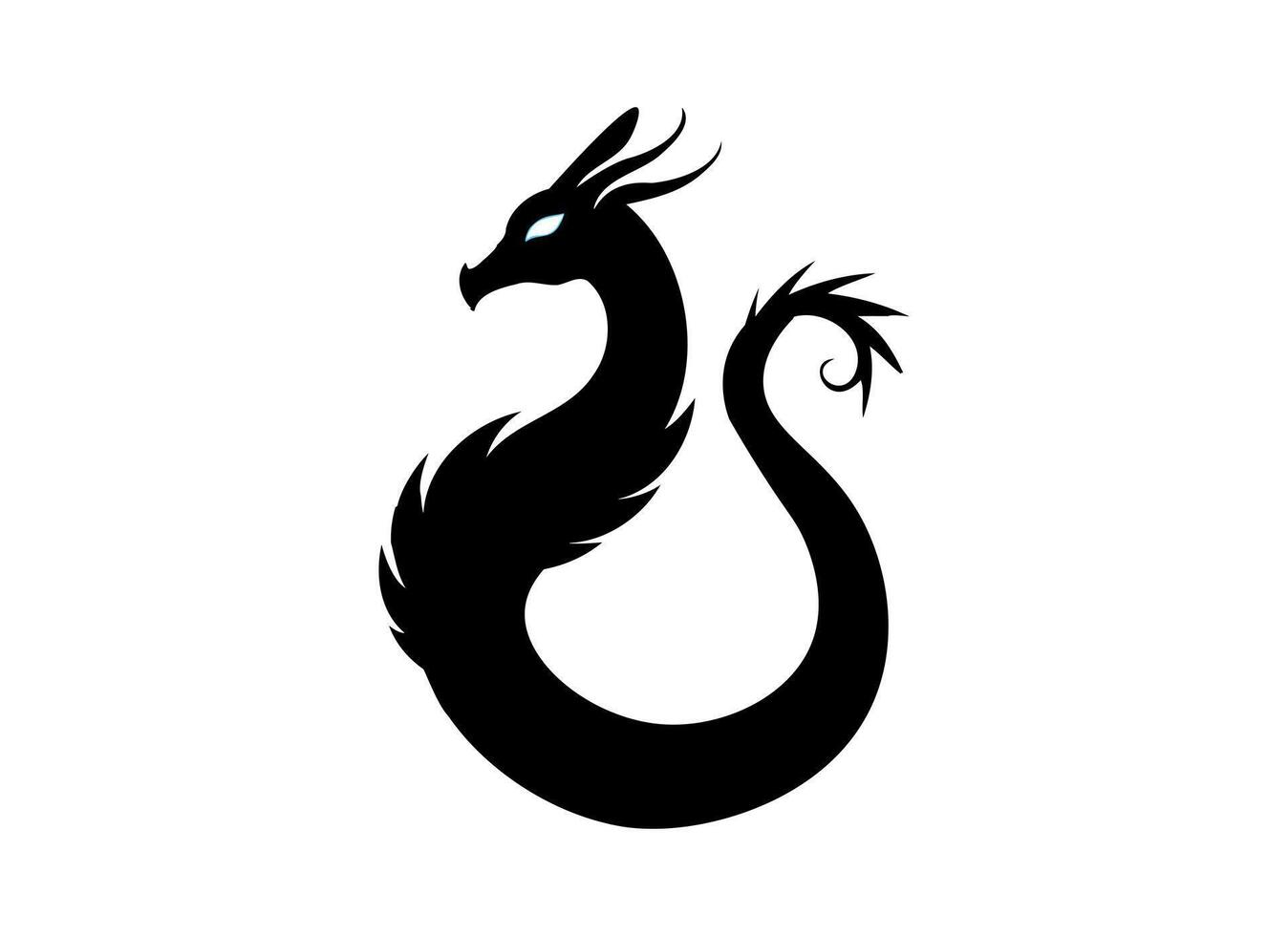 Elegant Black Dragon Silhouette - Fantasy Art vector