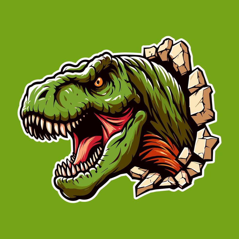 T-Rex Roar out from the Wall Illustration vector