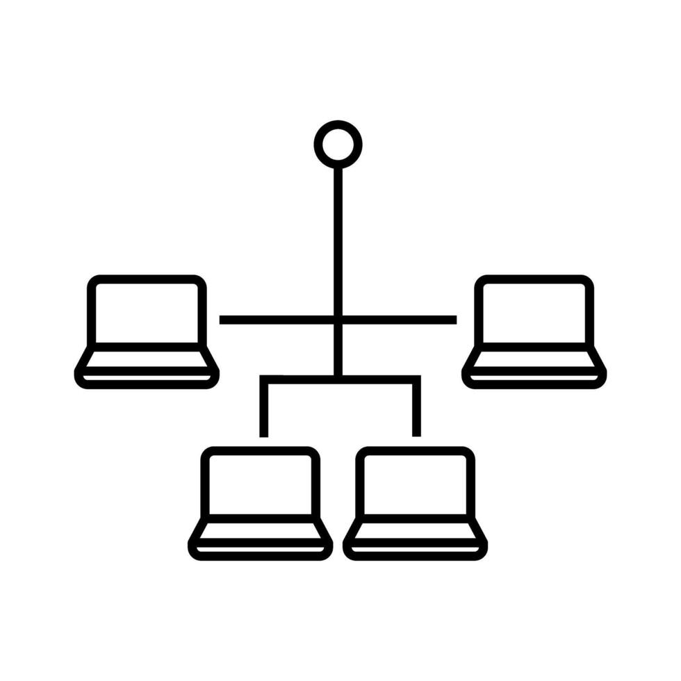 Computer network line icon, concept illustration, outline symbol, sign, linear symbol. vector
