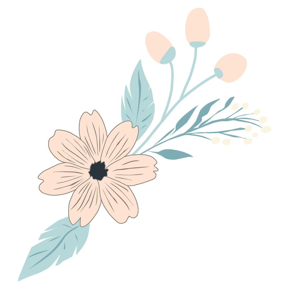 Pastel Flowers for Graphic Design in pink vector