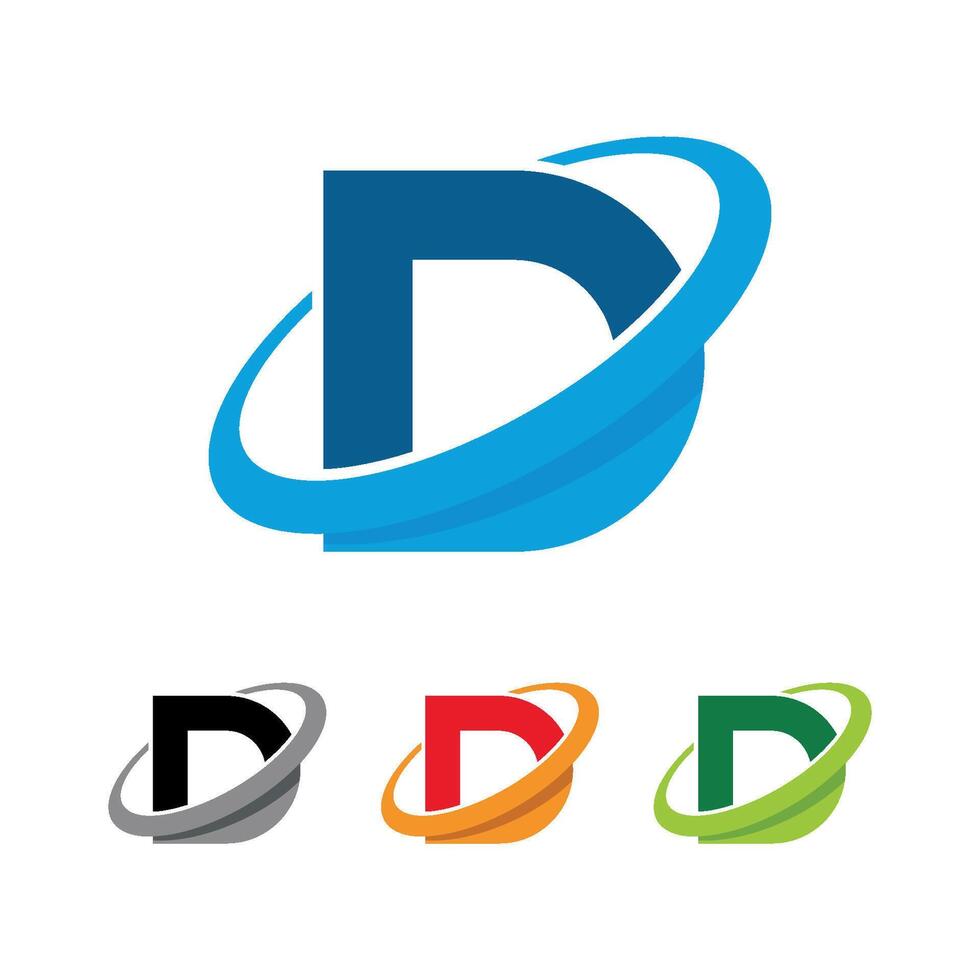 Set D Letter and Halo Swoosh Logo Template Illustration Design. EPS 10. vector