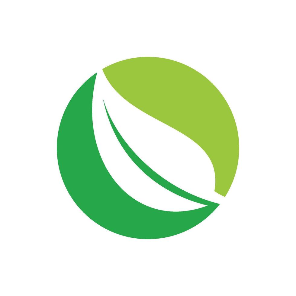 Circle Green Leaf Ecology Logo Template Design. vector