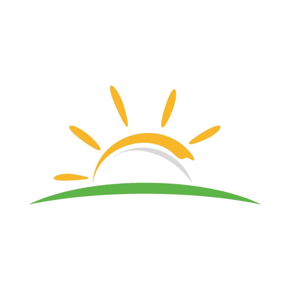Decorative Yellow Sun Logo Template Illustration Design. vector